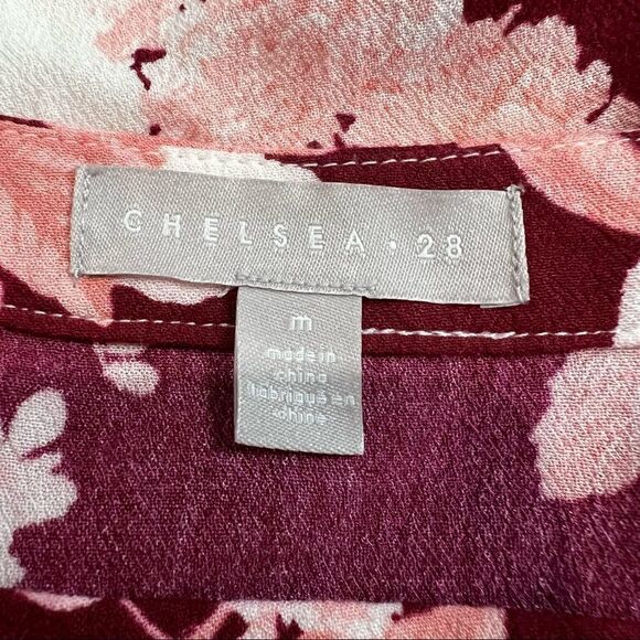 Chelsea28 Burgundy & Pink Floral Semi Sheer Skirt - Picture 6 of 6